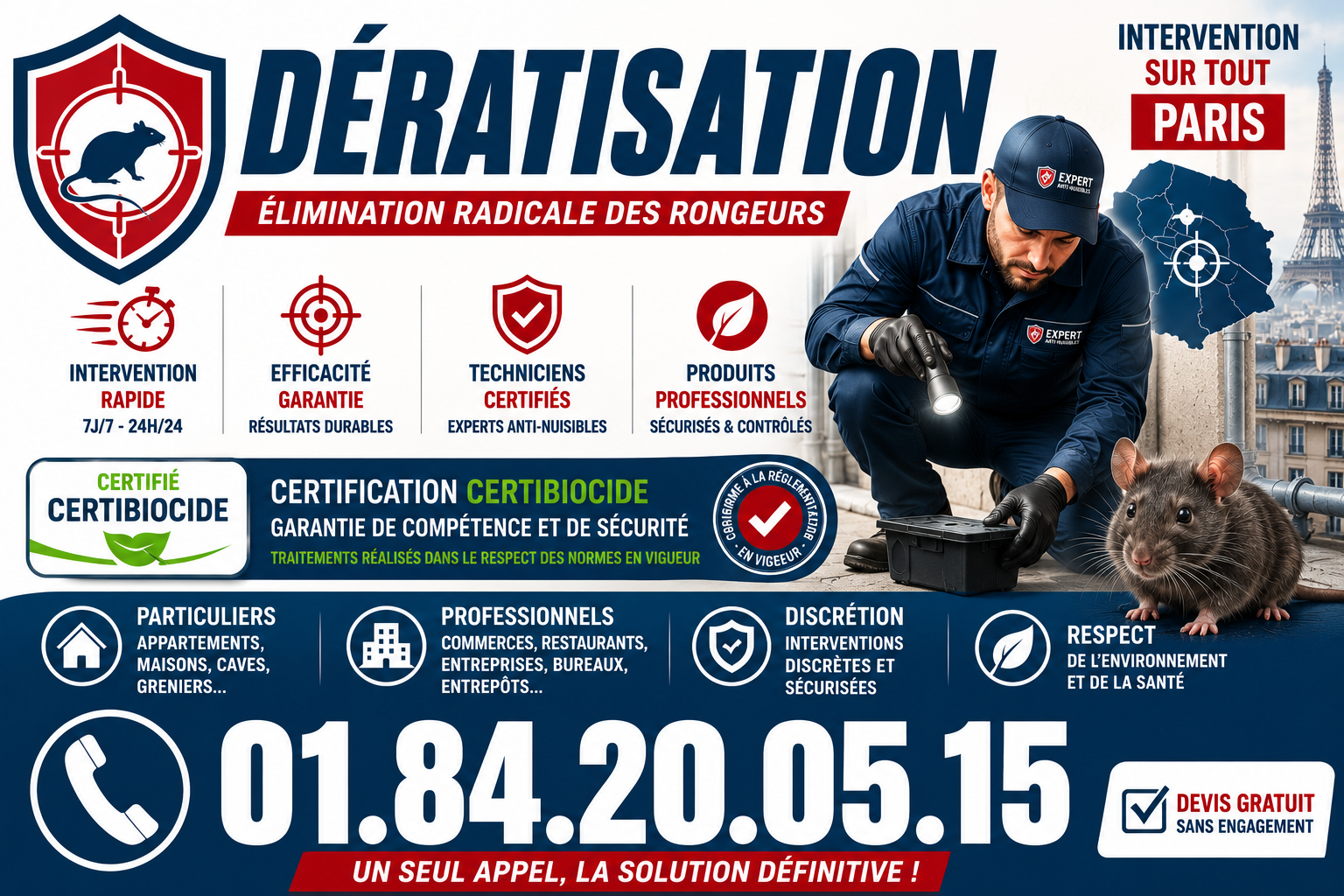 Deratisation Paris 7